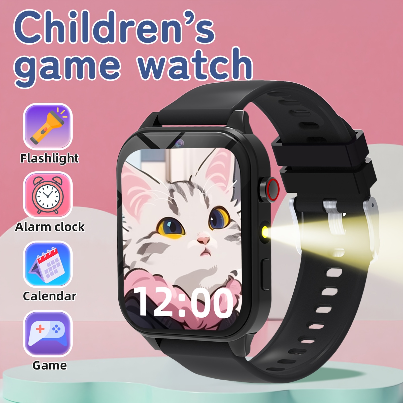 Kids Educational Games Learn English - นาฬิกาอัจฉริยะสำหรับเด็กพร้อมเกมส์เสริมทักษะ กล้องถ่ายรูป และเครื่องเล่นเพลง - แท็บเล็ตหน้าจอสัมผัสสำหรับเด็กอายุ 3