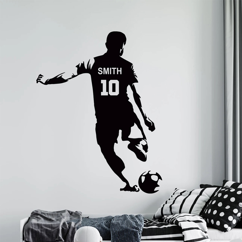 Kids Education Quotes - ส่วนบุคคลฟุตบอลชื่อและหมายเลขสติ๊กเกอร์ติดผนังไวนิล Art Home Decor เด็กห้องวัยรุ่นห้องนอนฟุตบอล Decals