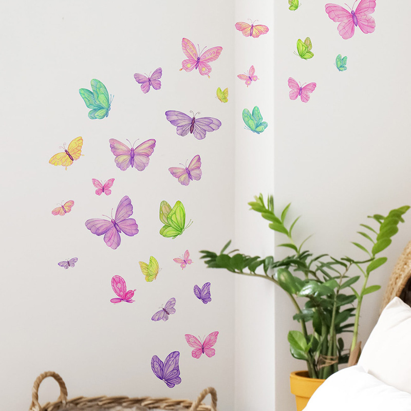 Kids Education Quotes - โรแมนติกผีเสื้อสติ๊กเกอร์ติดผนัง Creative Home Wall Decor Self-กาวเด็กตกแต่งห้องนอนพื้นหลัง