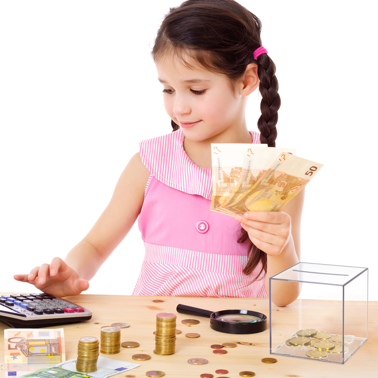 Kids Education Savings - กระปุกออมสินอะคริลิกใสสำหรับเด็ก กล่องเก็บเงินเพื่อการศึกษา ตกแต่งบ้าน วางบนโต๊ะ ขนาดกะทัดรัด