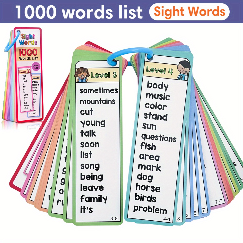 Kids Educational Games Learn English - 1000 Sight Words แฟลชการ์ดสําหรับเด็กอายุ 6-10 สนุกการเรียนรู้กิจกรรมการ์ดสองด้าน