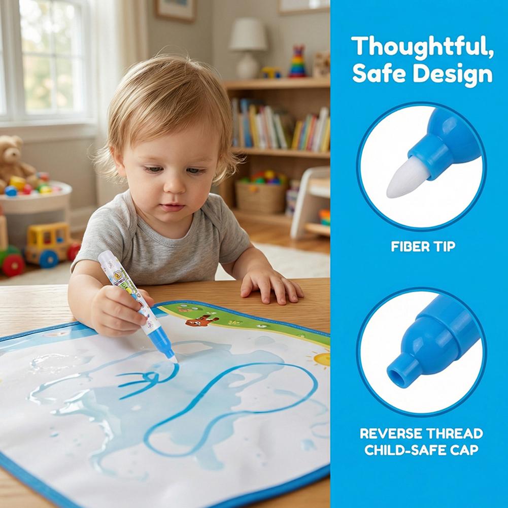 Kids Education Tips - แปรงวาดภาพน้ำมหัศจรรย์สำหรับเด็ก ปากกาวาดภาพด้วยน้ำใส ปลายอ่อนนุ่ม ใช้ซ้ำได้โดยเติมน้ำ ของเล่นเสริมพัฒนาการ
