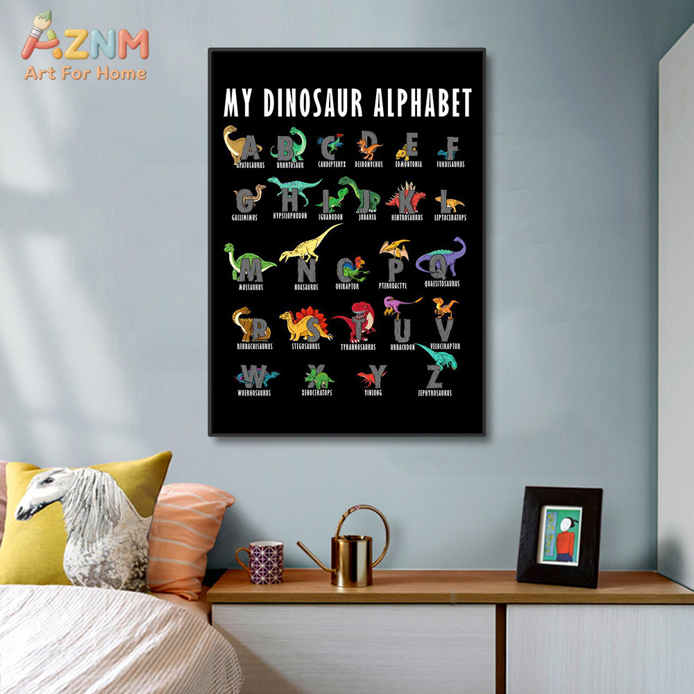 AZNM ไดโนเสาร์ตัวอักษรภาพพิมพ์ - Background For Kids Education บทวิจารณ์และราคา
